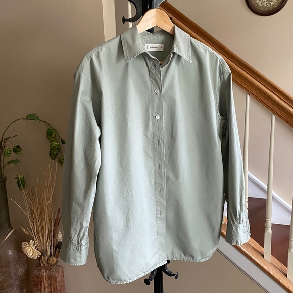 Everlane The Supima Cotton Boyfriend Oversized Shirt Sage Green Size XS - Picture 1 of 17